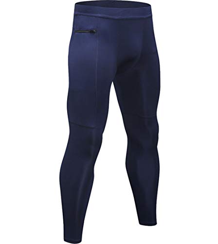 Men Running Tights Cool Dry Pant Male Baselayer Tights Leggings with Pockets LANBAOSI