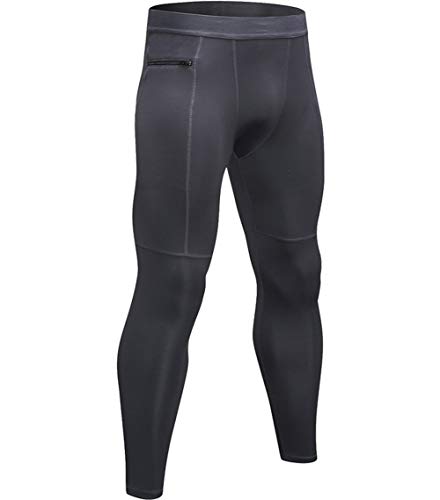 Men Running Tights Cool Dry Pant Male Baselayer Tights Leggings with Pockets LANBAOSI