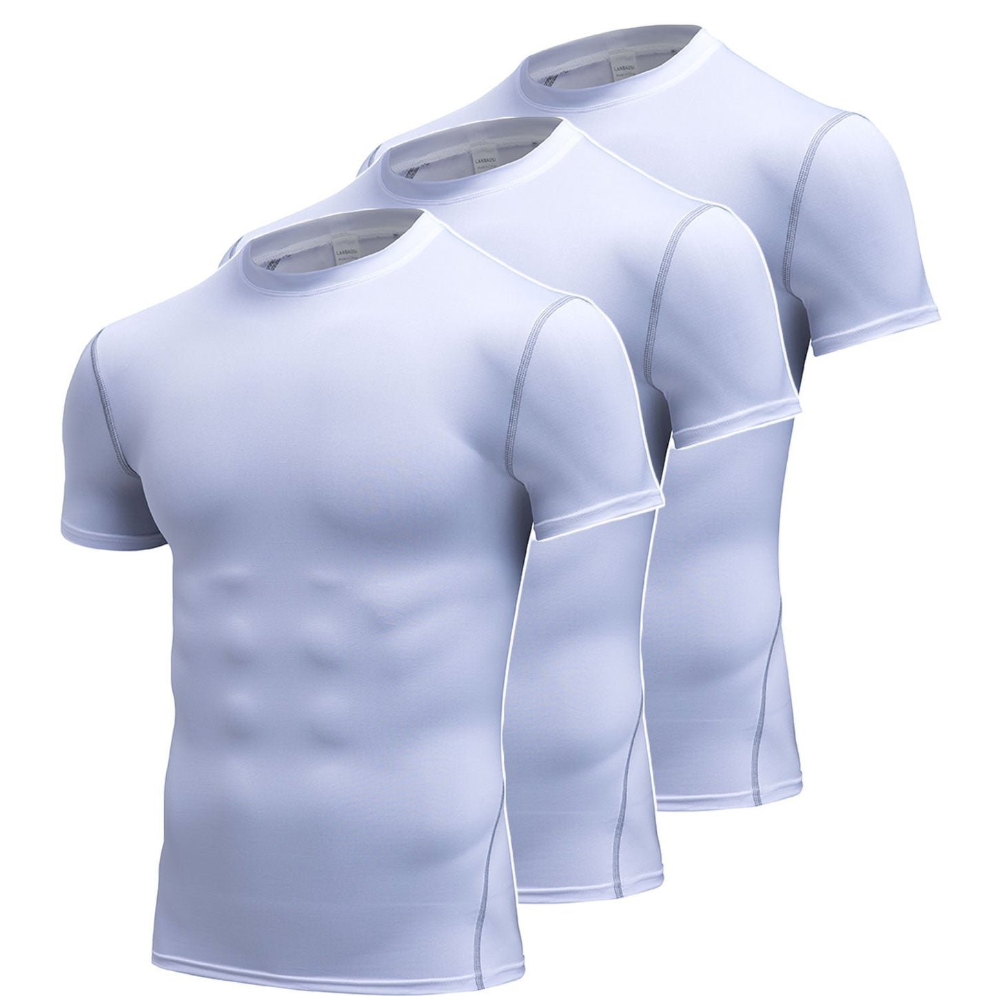 Men Short Sleeve Compression Shirt Cool Dry Workout Undershirts 3 Pack LANBAOSI