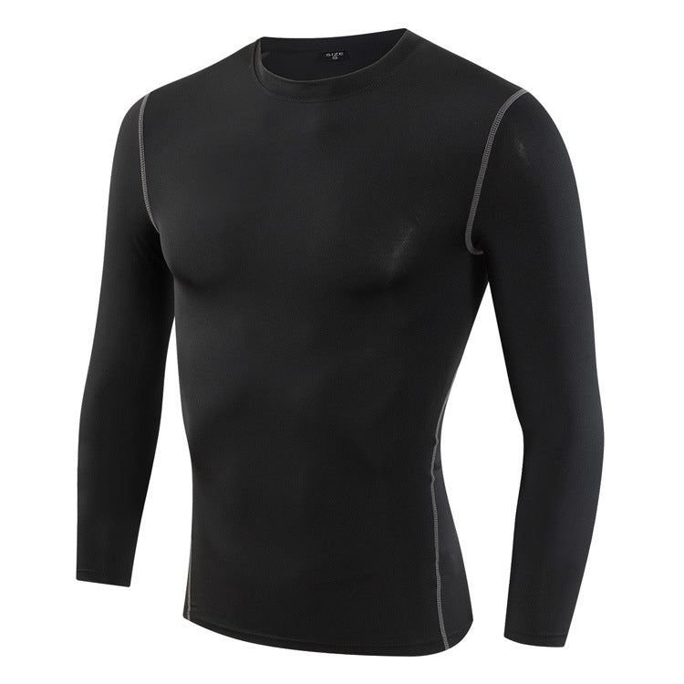 Men Thermal Flecce Long Sleeve Compression Shirts Athletic Base Layer Top Winter Male Gear Running T-Shirt LANBAOSI