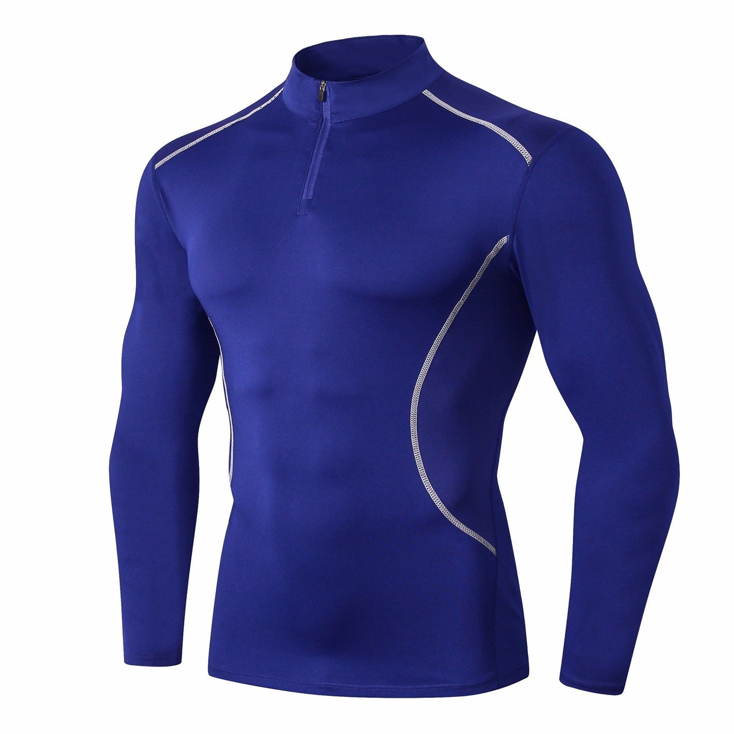 Men Workout Compression Shirts 1/4 Zip Pullover Long Sleeve Running Shirts Sports Training Sweatshirt LANBAOSI
