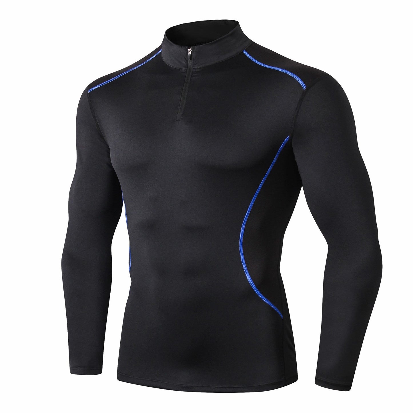 Men Workout Compression Shirts 1/4 Zip Pullover Long Sleeve Running Shirts Sports Training Sweatshirt LANBAOSI