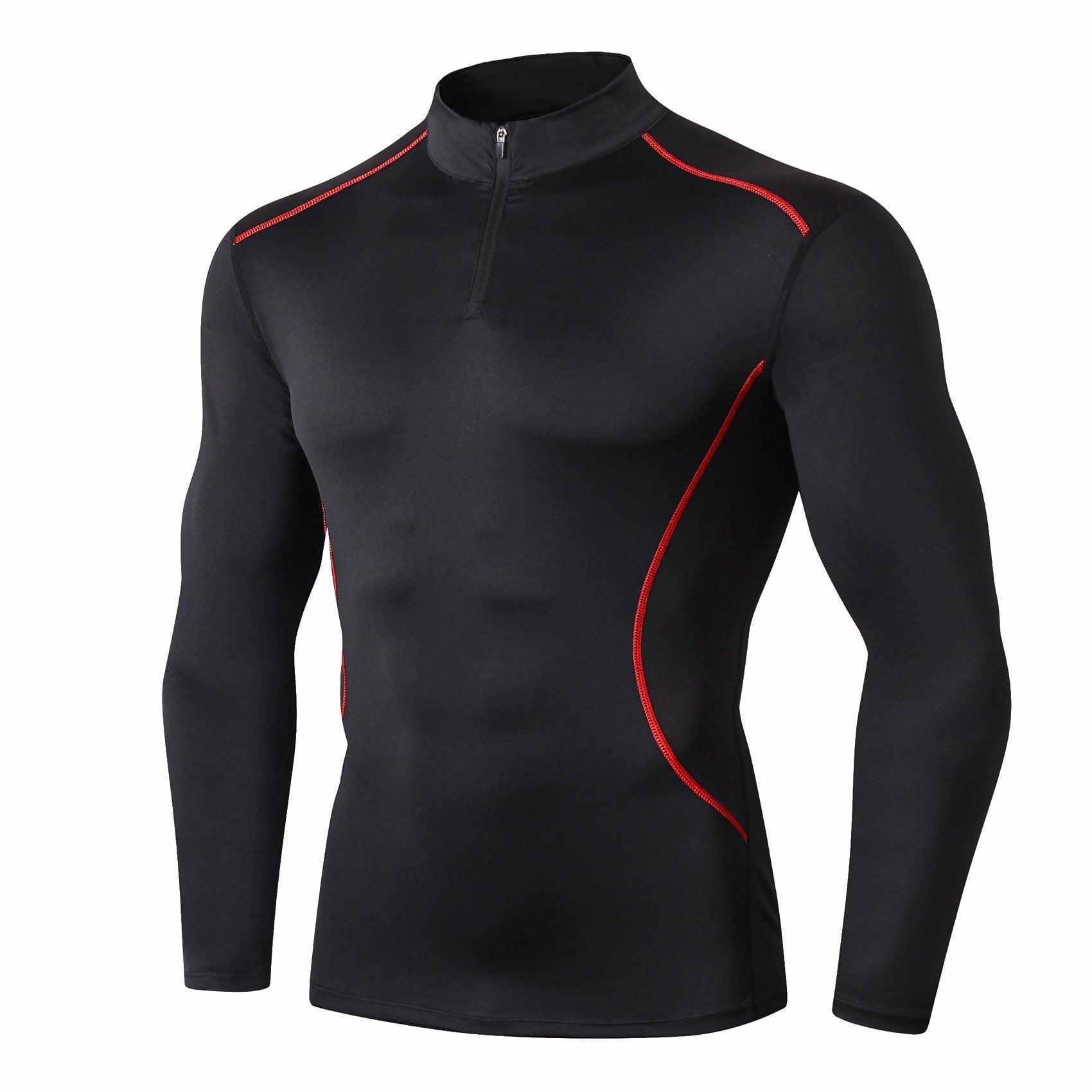 Men Workout Compression Shirts 1/4 Zip Pullover Long Sleeve Running Sh –  LANBAOSI