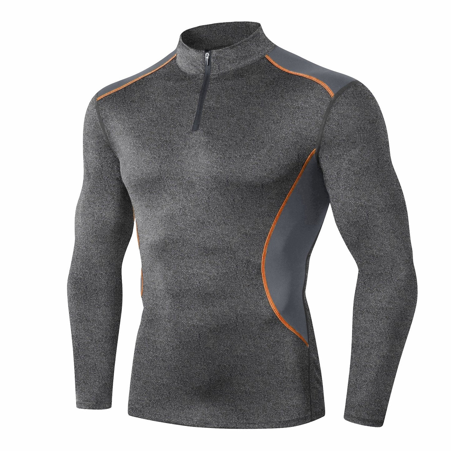 Men Workout Compression Shirts 1/4 Zip Pullover Long Sleeve Running Shirts Sports Training Sweatshirt LANBAOSI