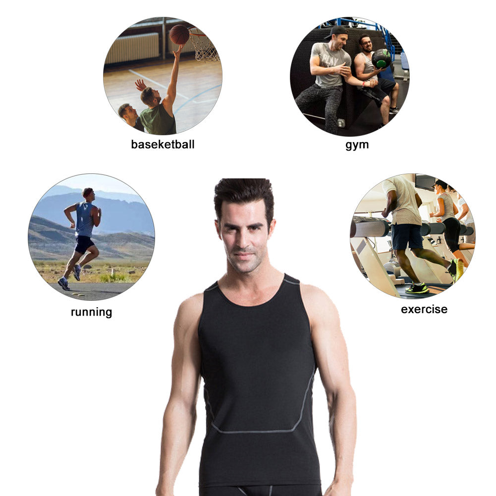 Men's Breathable Sport Vest Sleeveless Compression Tank Top LANBAOSI