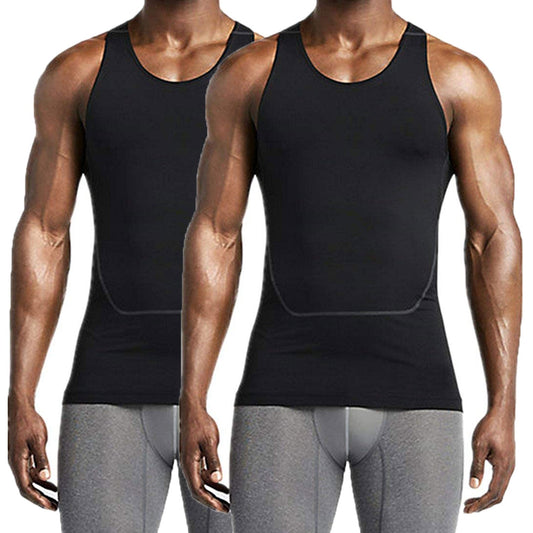 Men's Breathable Sport Vest Sleeveless Compression Tank Top LANBAOSI