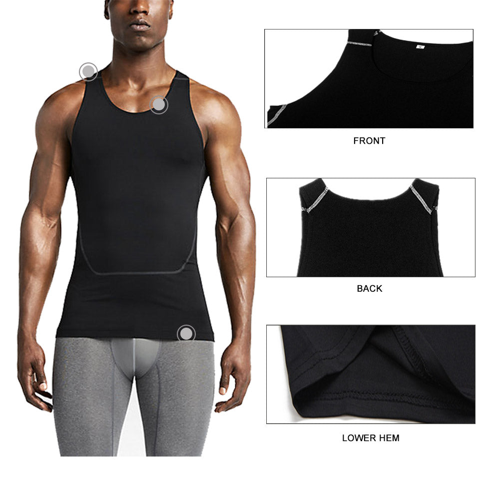 Men's Breathable Sport Vest Sleeveless Compression Tank Top LANBAOSI