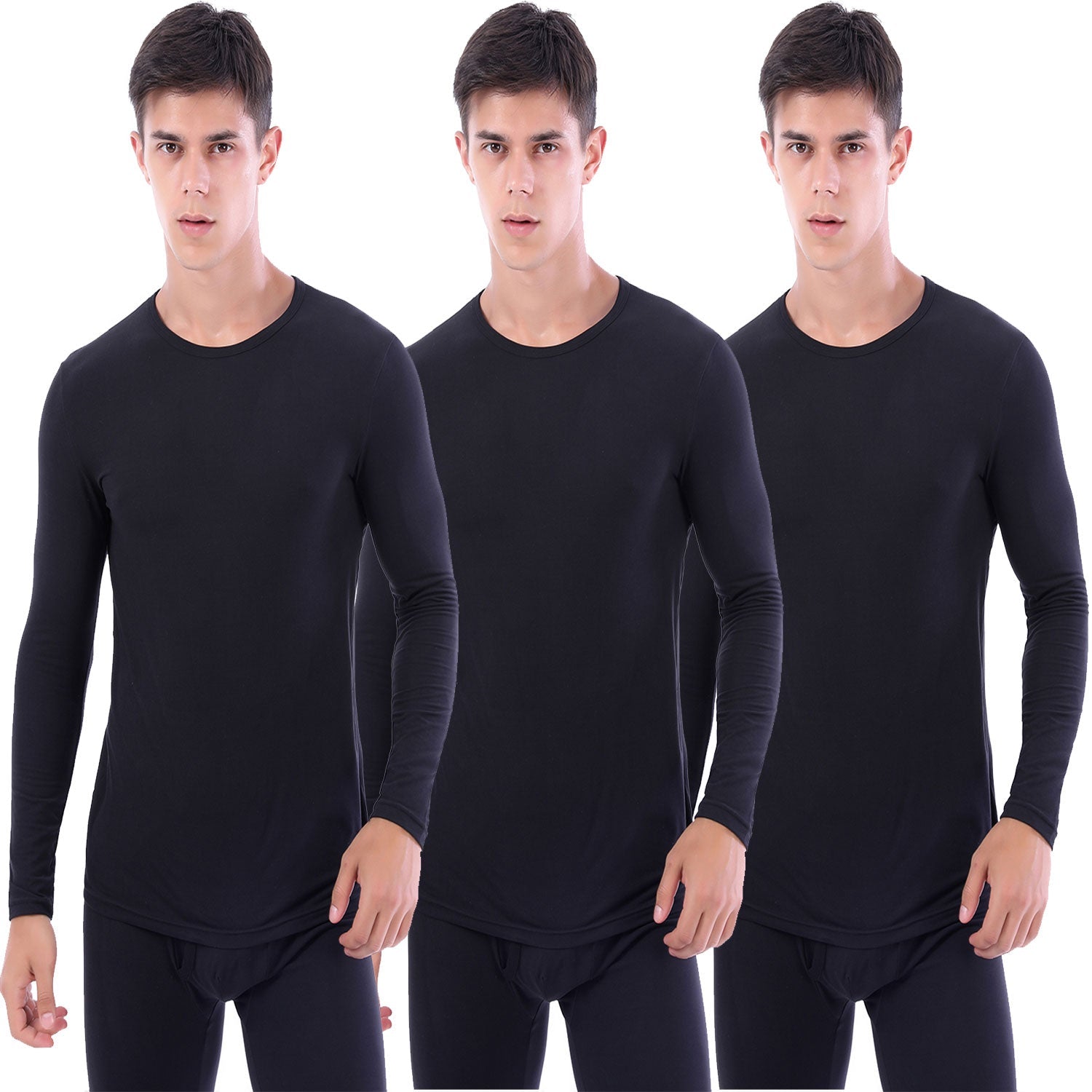 Winter Thermal Tops for Boys Fleece Lined Underwear Tee Unisex Long Sleeve  Undershirts Baselayer