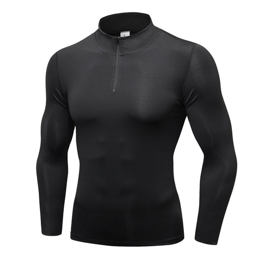 Mens 1/4 Zip Mock Long Sleeve Compression Workout Shirt Thermal Tops LANBAOSI