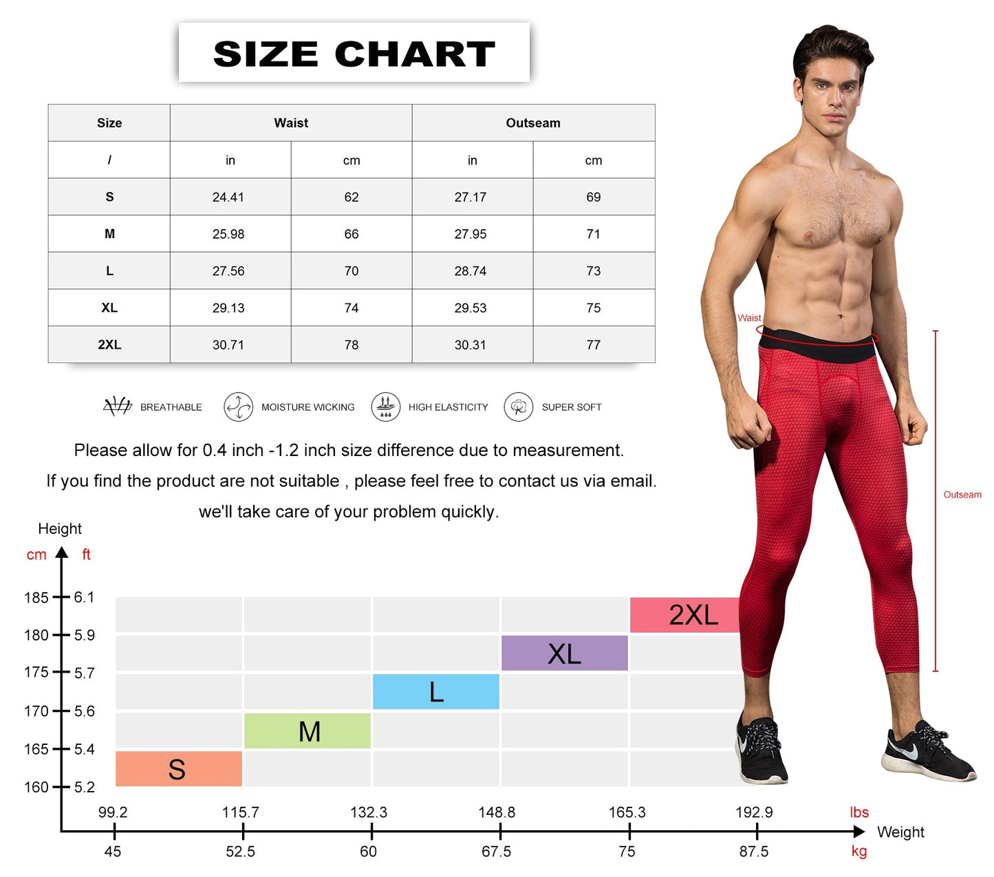 Mens 3/4 Cool Dry Compression Pants Running 3D Snake Skin Printed Tights Gym Leggings LANBAOSI