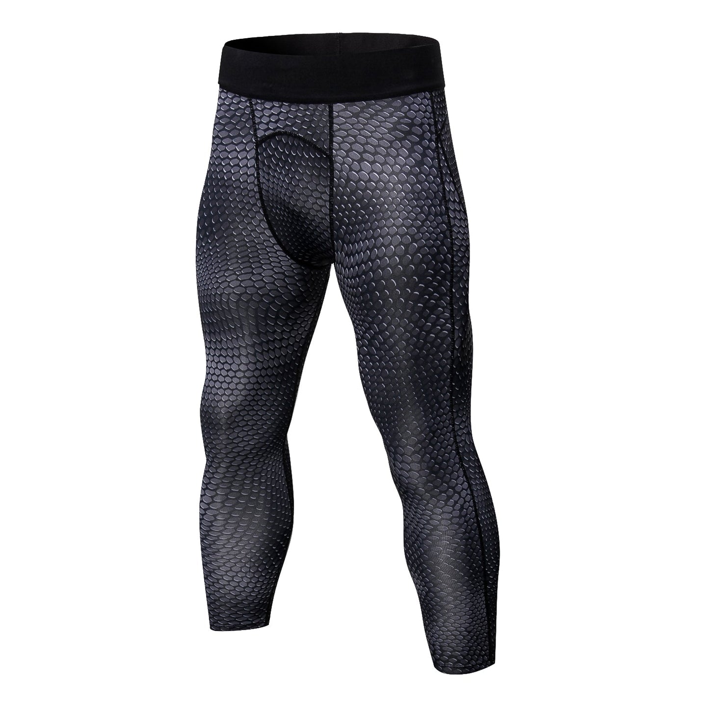 Mens 3/4 Cool Dry Compression Pants Running 3D Snake Skin Printed Tights Gym Leggings LANBAOSI