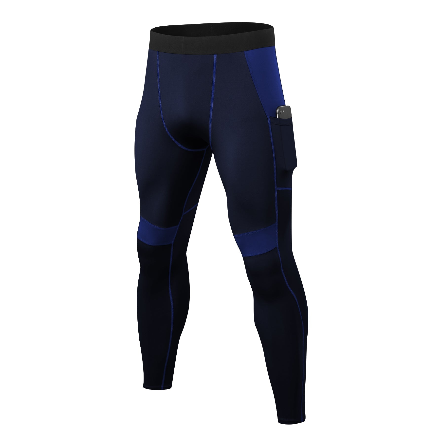 Mens Compression Pants Running Tights Workout Leggings Quick-Dry Baselayer  Waist Elsatic Splice Underwear with Pocket