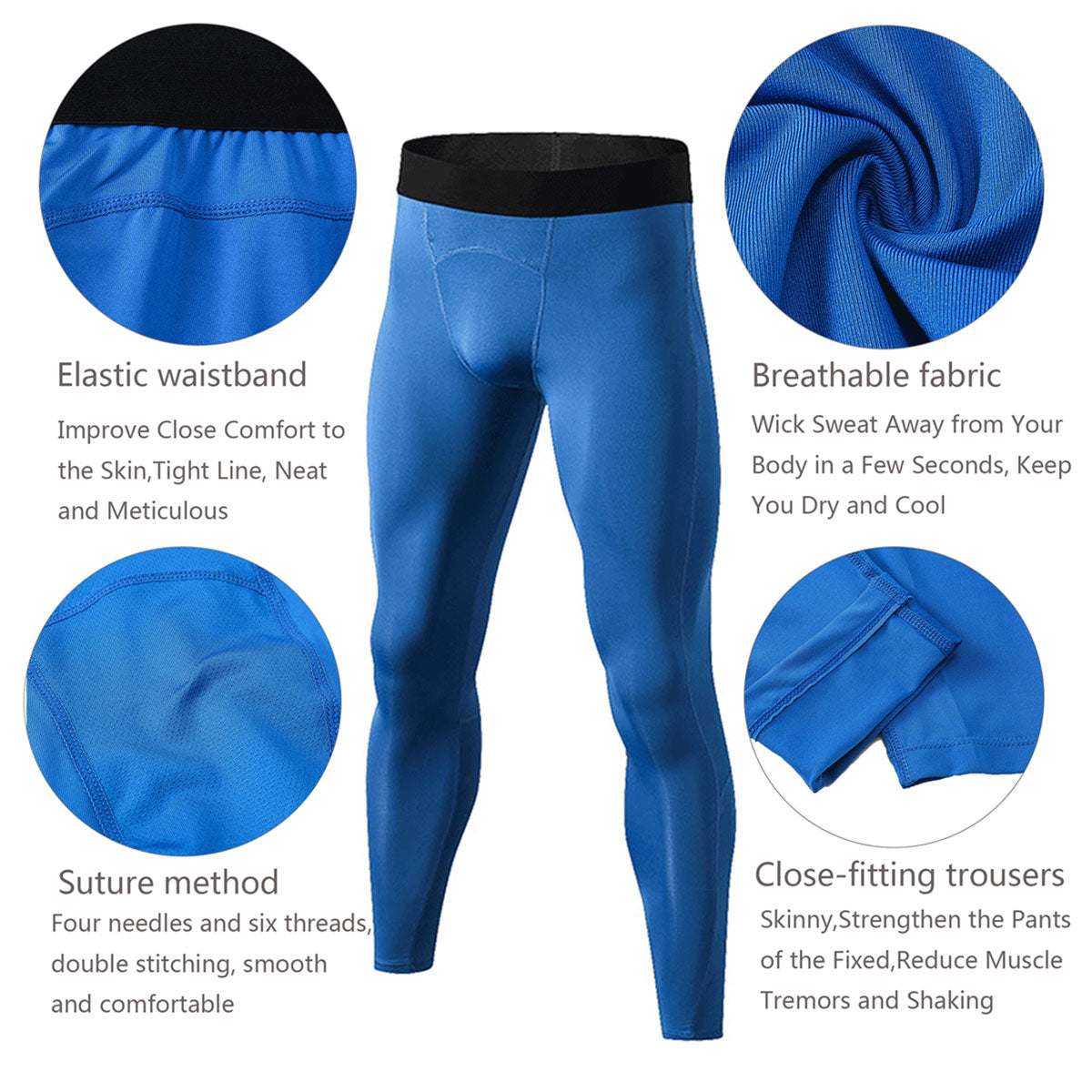 Mens Compression Running Leggings Athletic Tights with Phone Pocket LANBAOSI