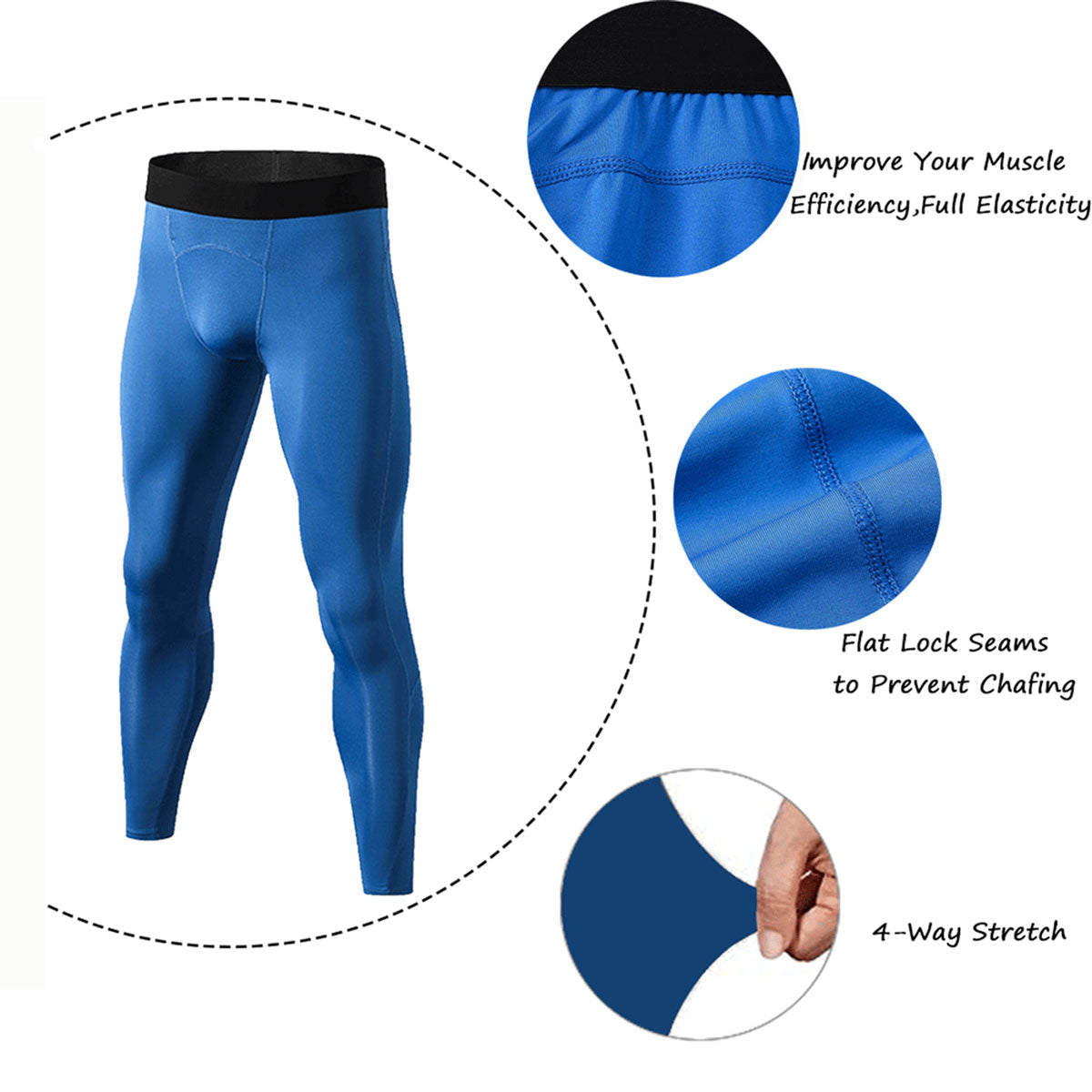 Mens Compression Running Leggings Athletic Tights with Phone Pocket LANBAOSI