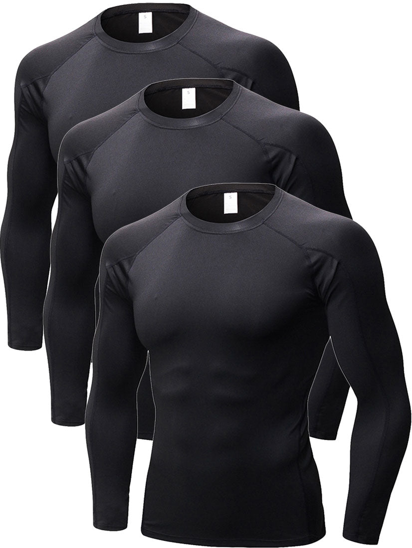 Mens Cool Dry Baselayer Shirt Long Sleeve Compression Workout Shirts LANBAOSI