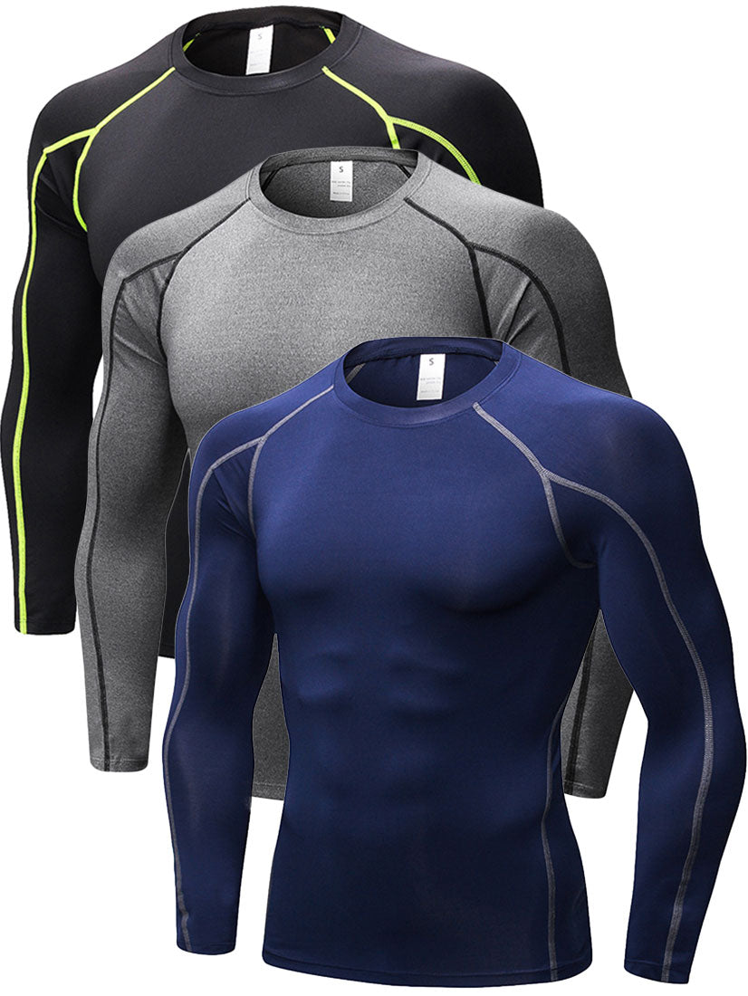 LANBAOSI Long Sleeve Compression Shirts for Men 3-Pack Dri Fit Base Layer  Workout Gym Athletic Summer Cooling Tshirts : : Clothing, Shoes 