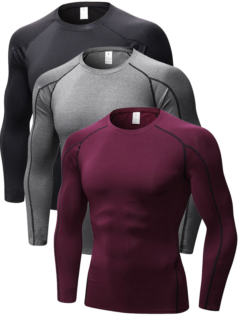 Mens Cool Dry Baselayer Shirt Long Sleeve Compression Workout Shirts LANBAOSI
