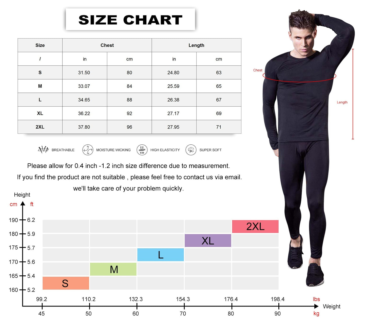 Mens Long Sleeve Quick Dry Compression Shirts Running Baselayer athletic Top LANBAOSI