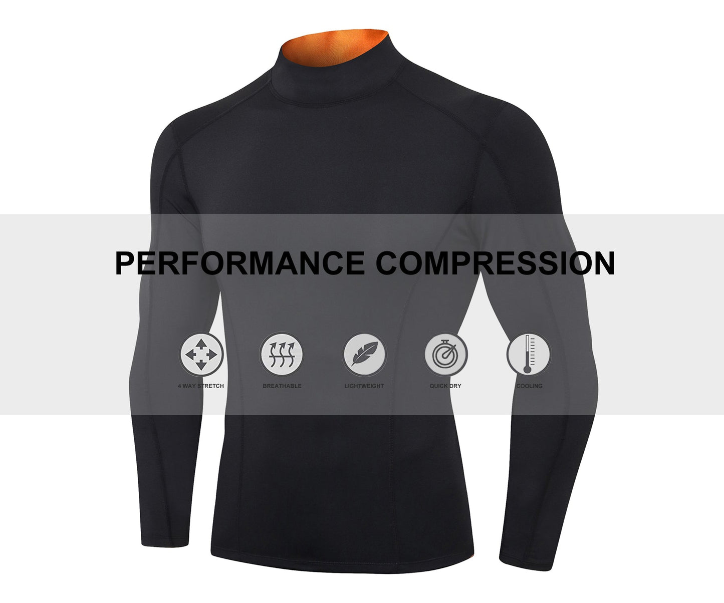 Mens Mock Turtleneck Compression Long Sleeve Shirts Football Undershirt Sports Base Layer LANBAOSI