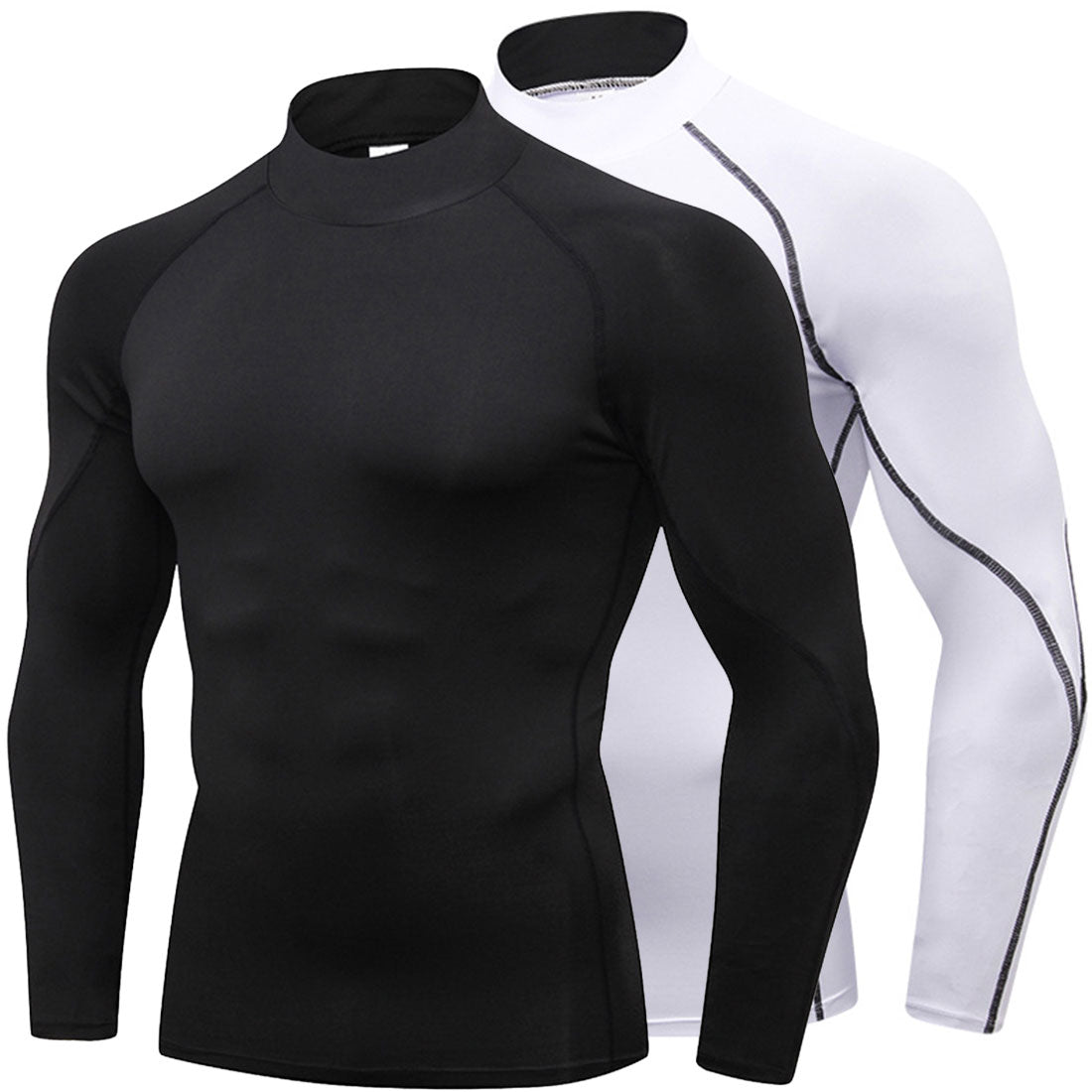 Mens Mock Turtleneck Compression Shirts Long Sleeve Cool Dry Baselayer LANBAOSI