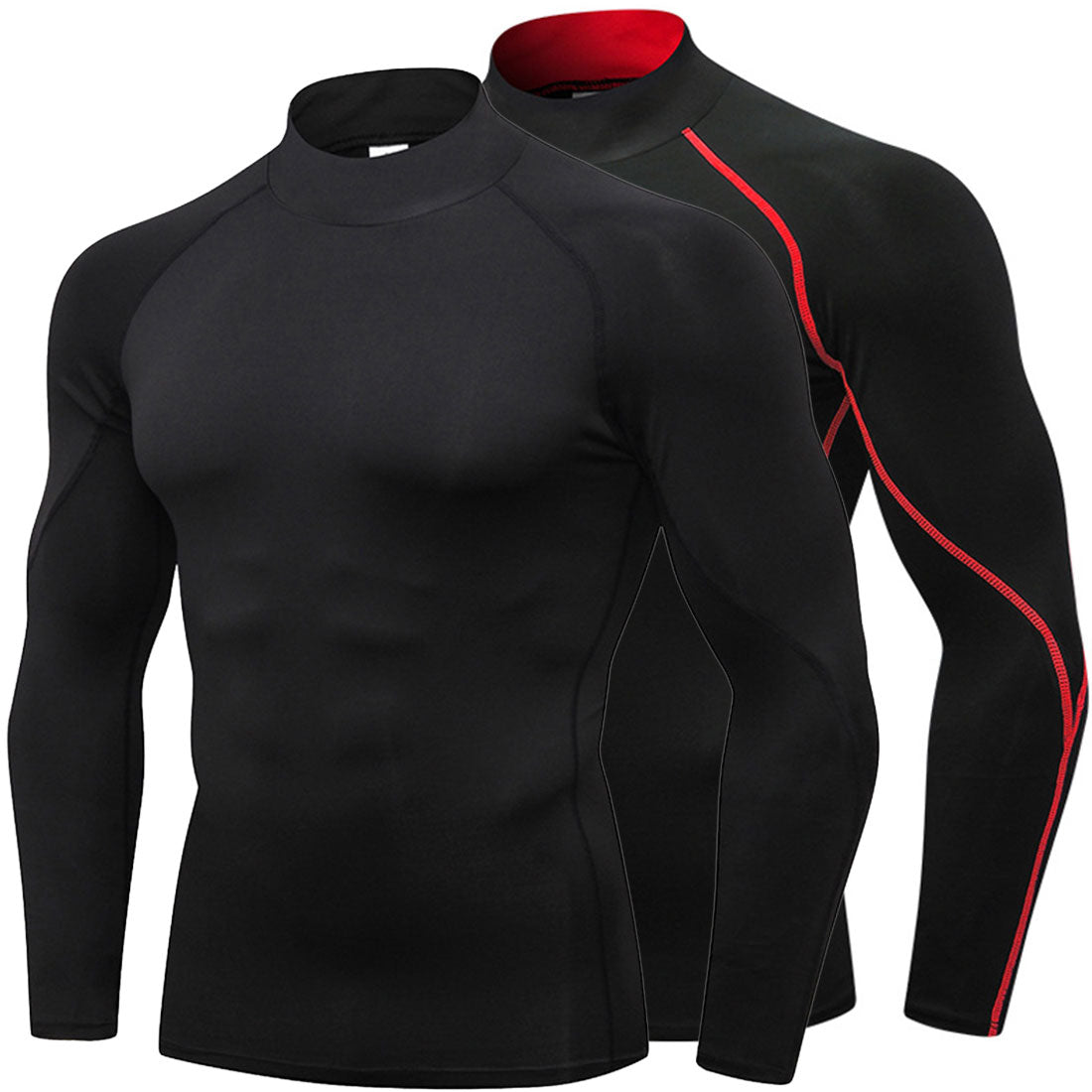 Mens Mock Turtleneck Compression Shirts Long Sleeve Cool Dry Baselayer LANBAOSI