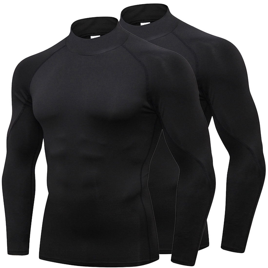 Mens Mock Turtleneck Compression Shirts Long Sleeve Cool Dry Baselayer LANBAOSI