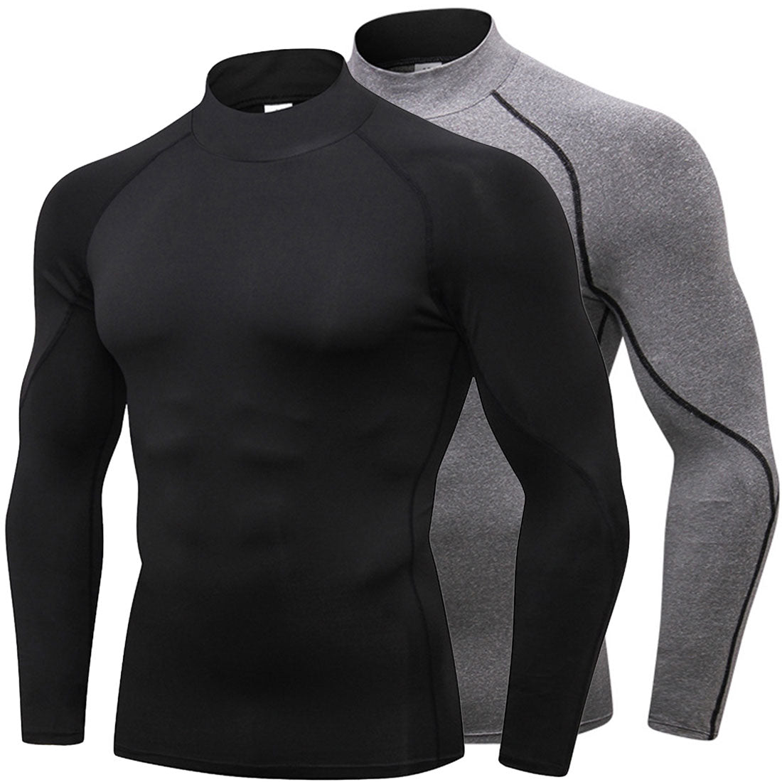 Mens Mock Turtleneck Compression Shirts Long Sleeve Cool Dry Baselayer LANBAOSI