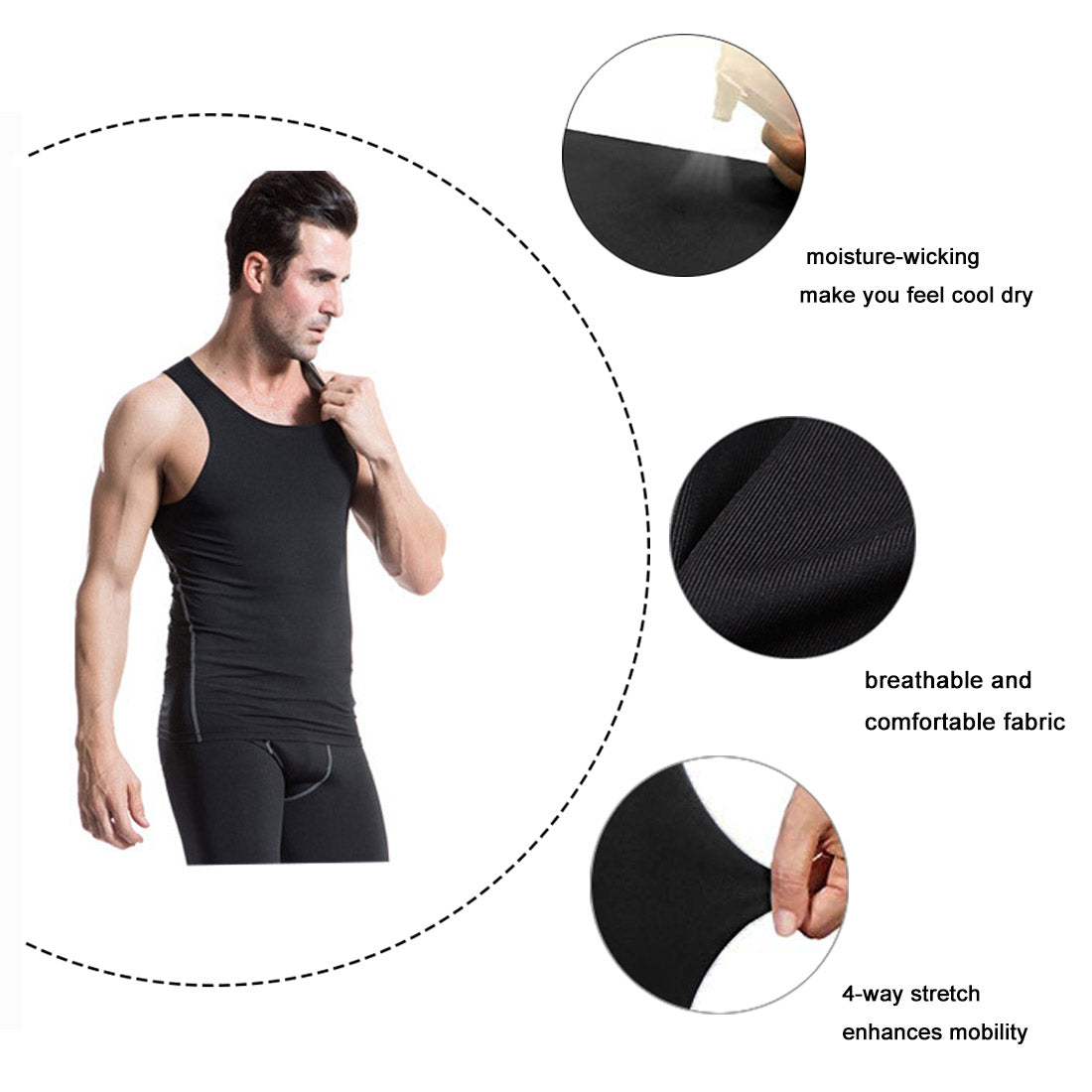 Mens Sleeveless Compression Undershirts Cool Dry Baselayer Tank Top LANBAOSI