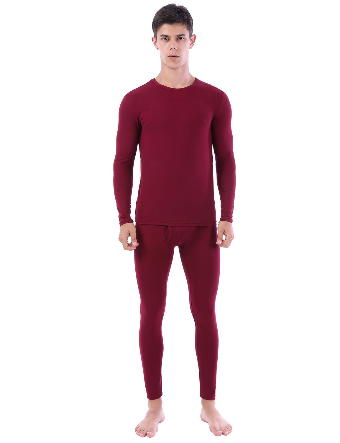 Mens Thermal Underwear Set Soft Long Johns Crew Neck Tops & Bottoms LANBAOSI