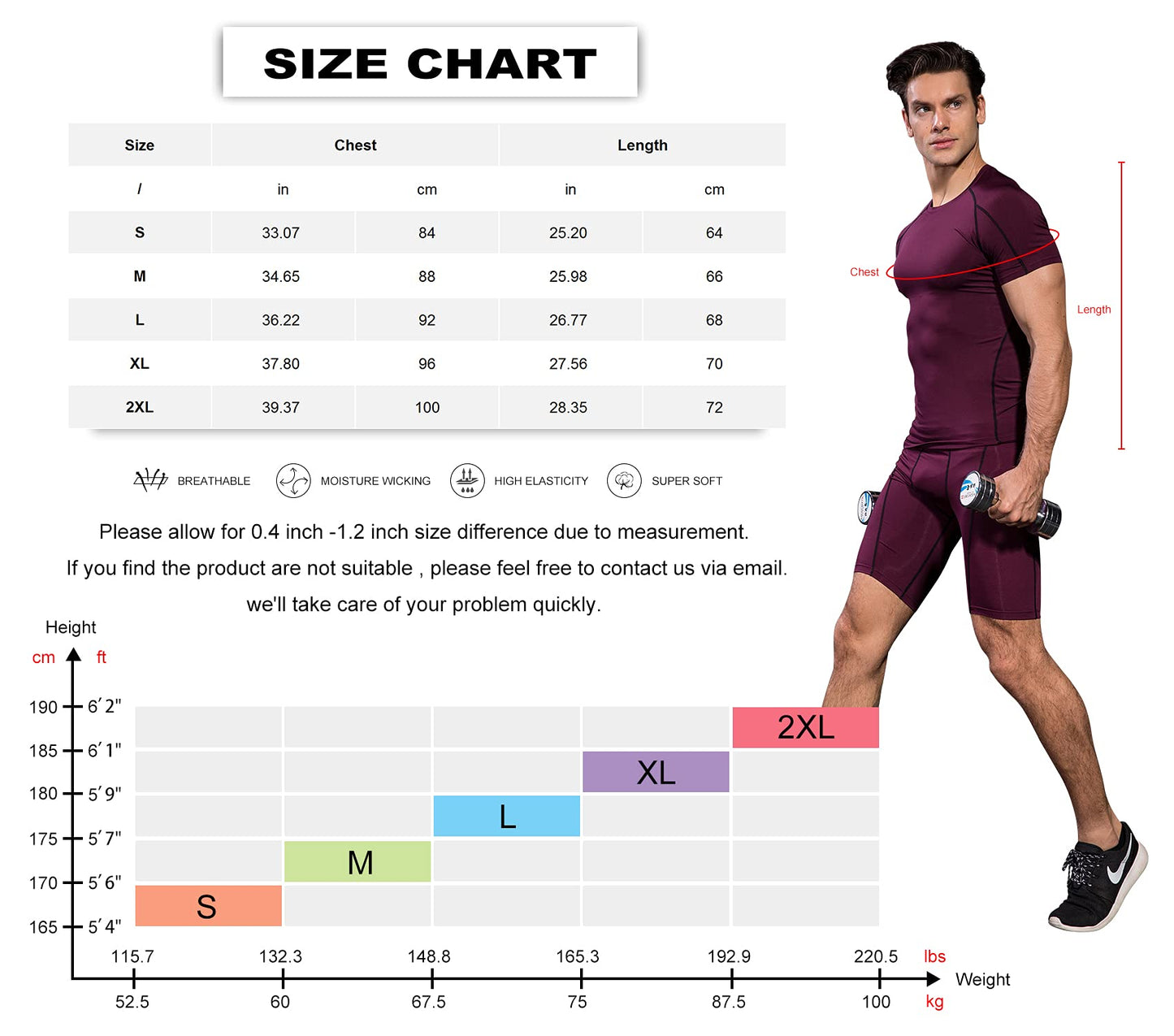 Running Tops for Men Short Sleeve Sports T-Shirts Male Fitness Athletic Base Layers Compression Top Quick Dry Clothing for Gym LANBAOSI