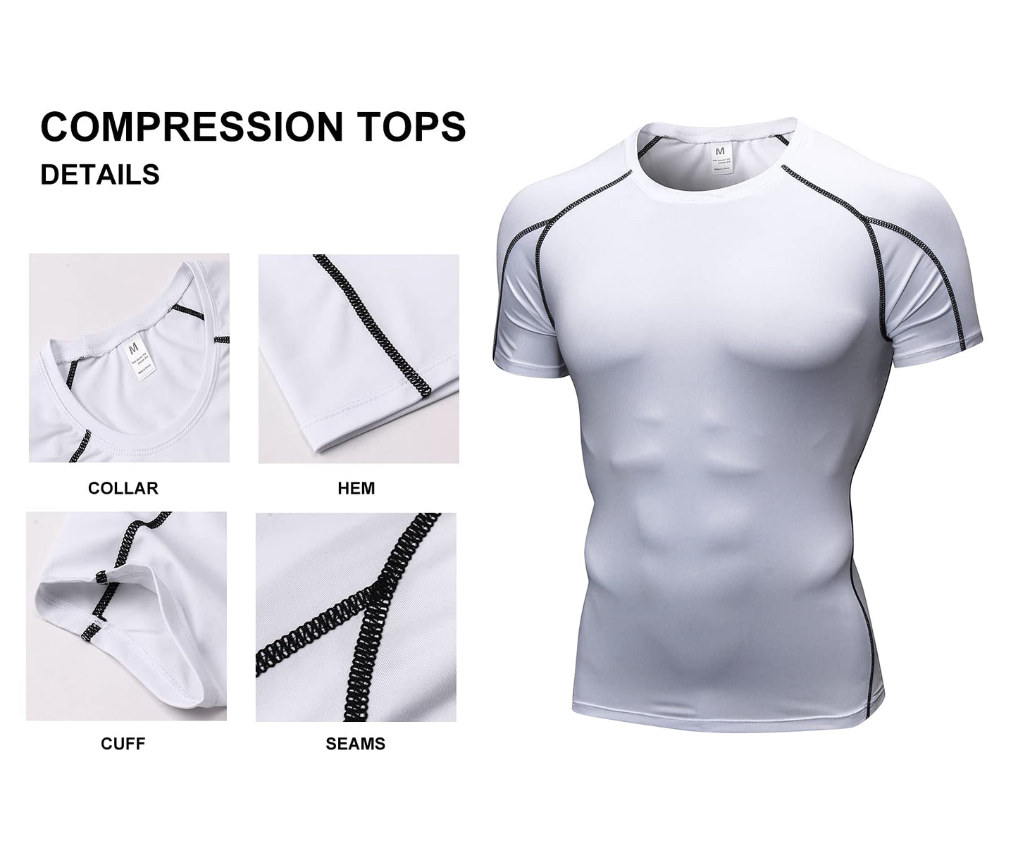 Running Tops for Men Short Sleeve Sports T-Shirts Male Fitness Athletic Base Layers Compression Top Quick Dry Clothing for Gym LANBAOSI