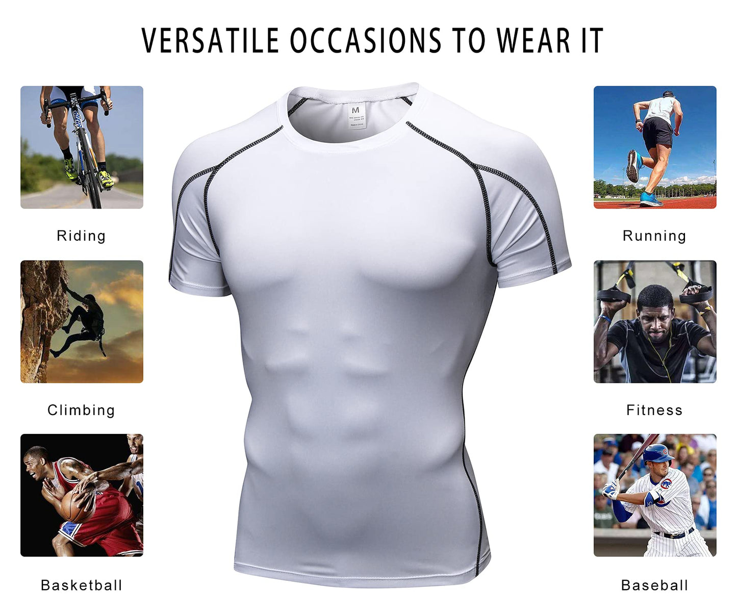 Running Tops for Men Short Sleeve Sports T-Shirts Male Fitness Athletic Base Layers Compression Top Quick Dry Clothing for Gym LANBAOSI