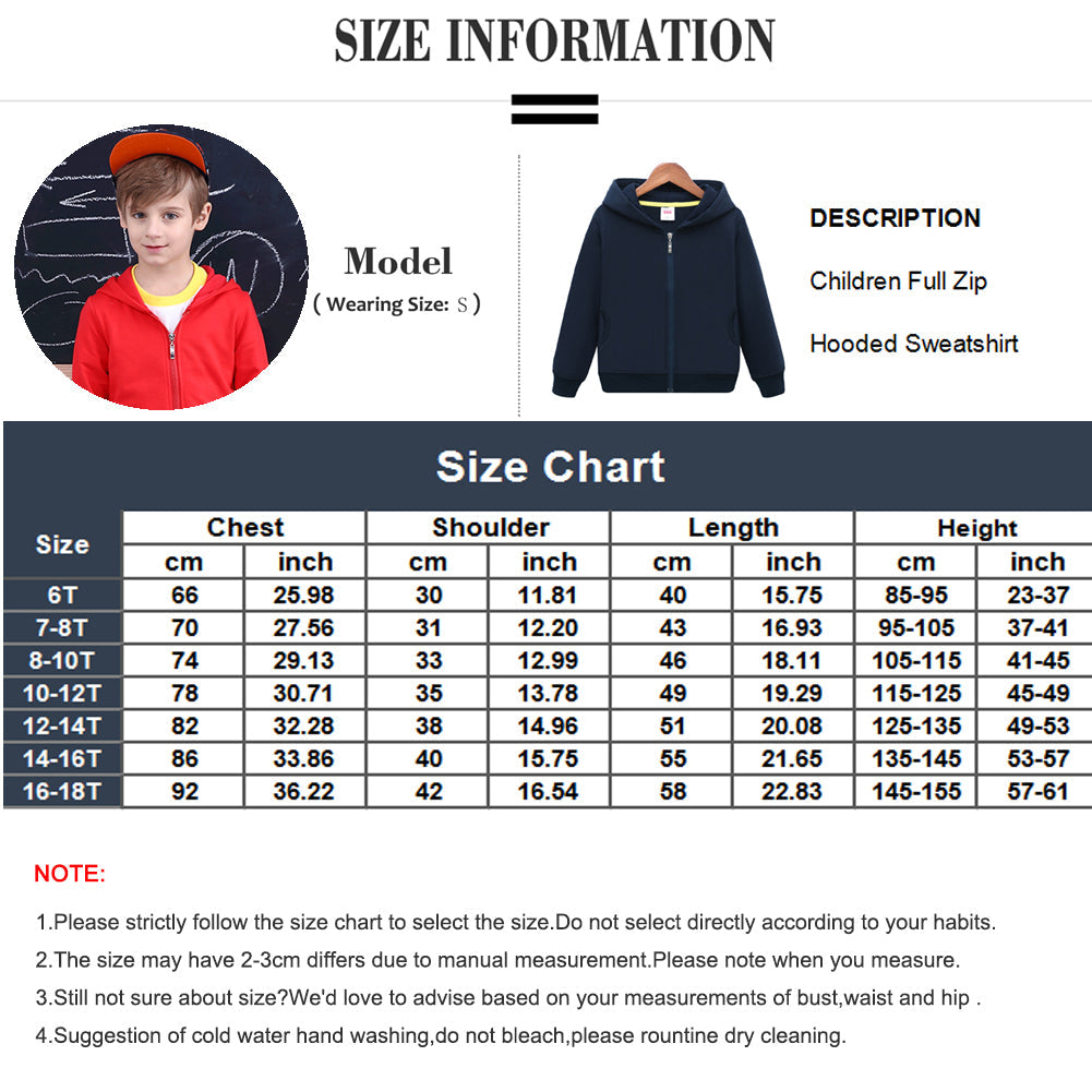 Toddler Boy Girl Full Zip Hooded Sweatshirt Long Sleeve Casual Hoodie LANBAOSI