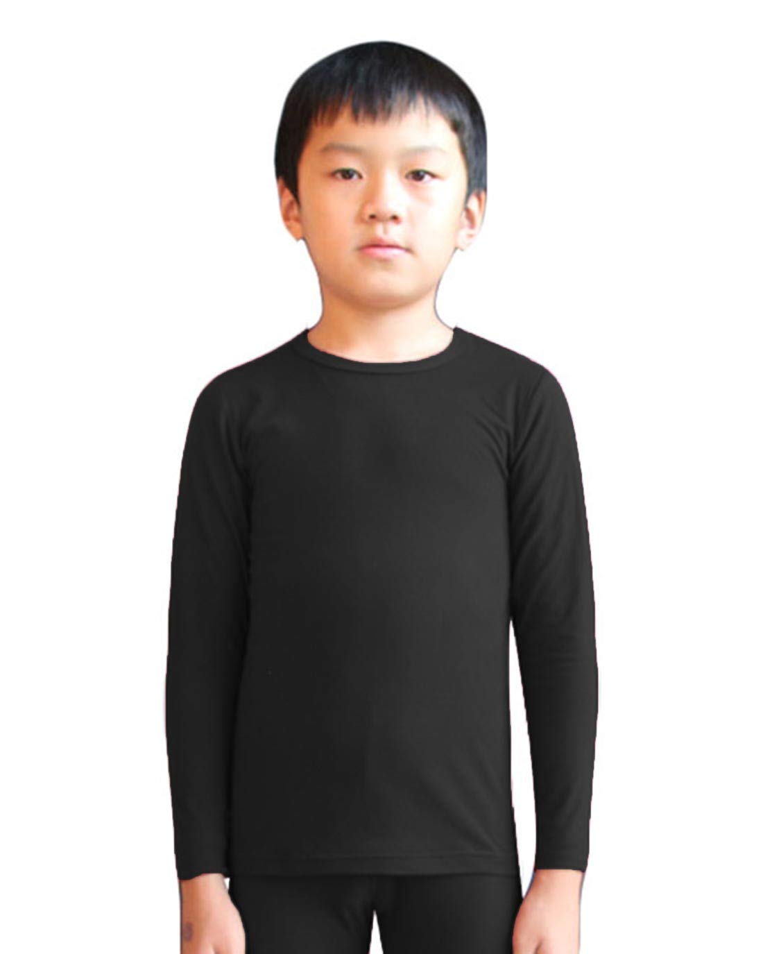 Winter Thermal Tops for Boys Fleece Lined Underwear Tee Unisex Long Sleeve Undershirts Baselayer LANBAOSI