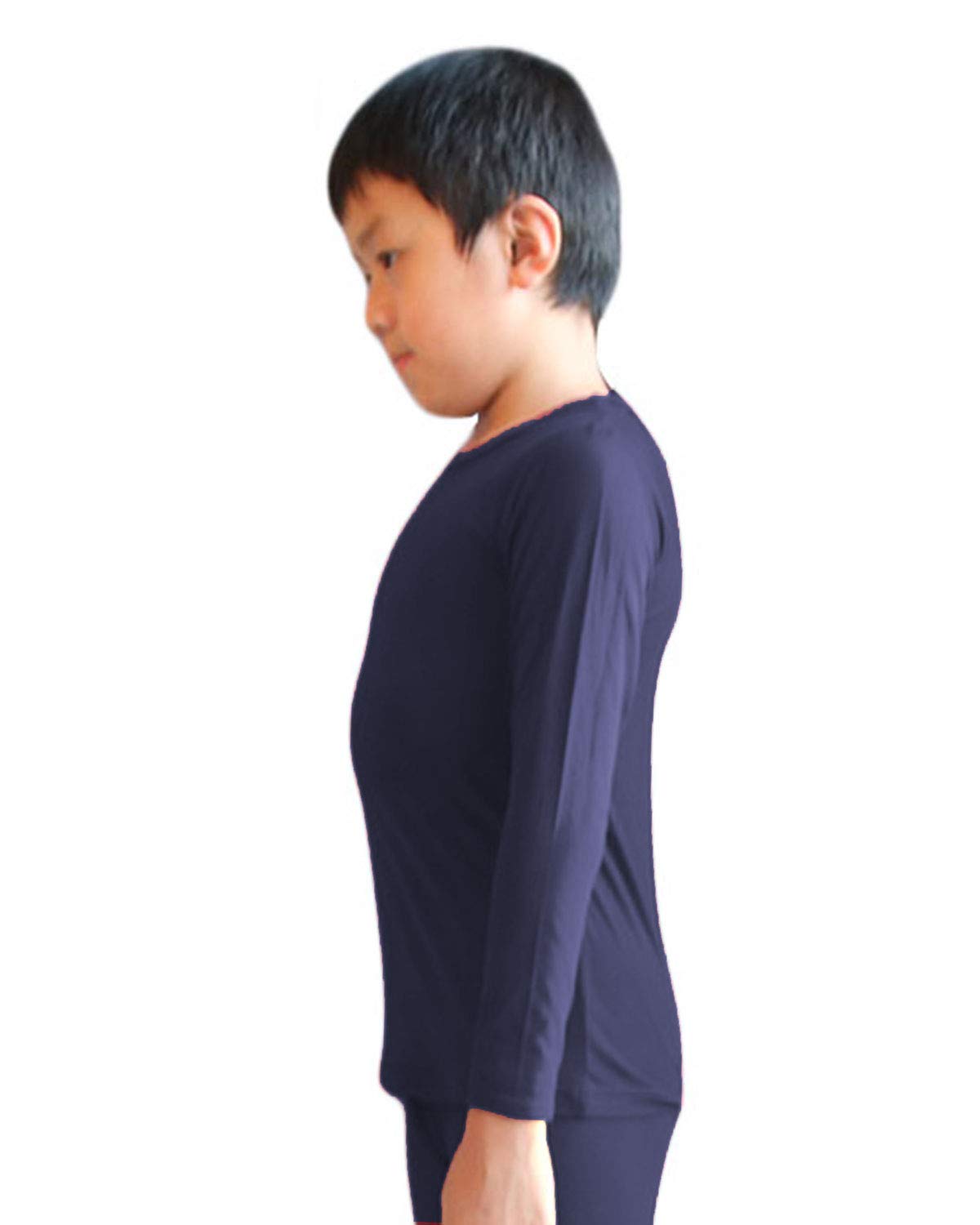 Winter Thermal Tops for Boys Fleece Lined Underwear Tee Unisex Long Sleeve Undershirts Baselayer LANBAOSI