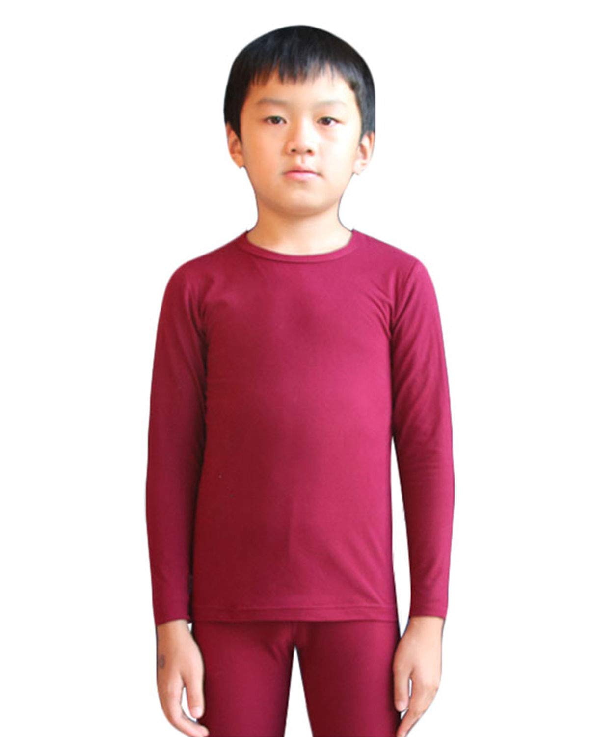 Winter Thermal Tops for Boys Fleece Lined Underwear Tee Unisex Long Sleeve Undershirts Baselayer LANBAOSI