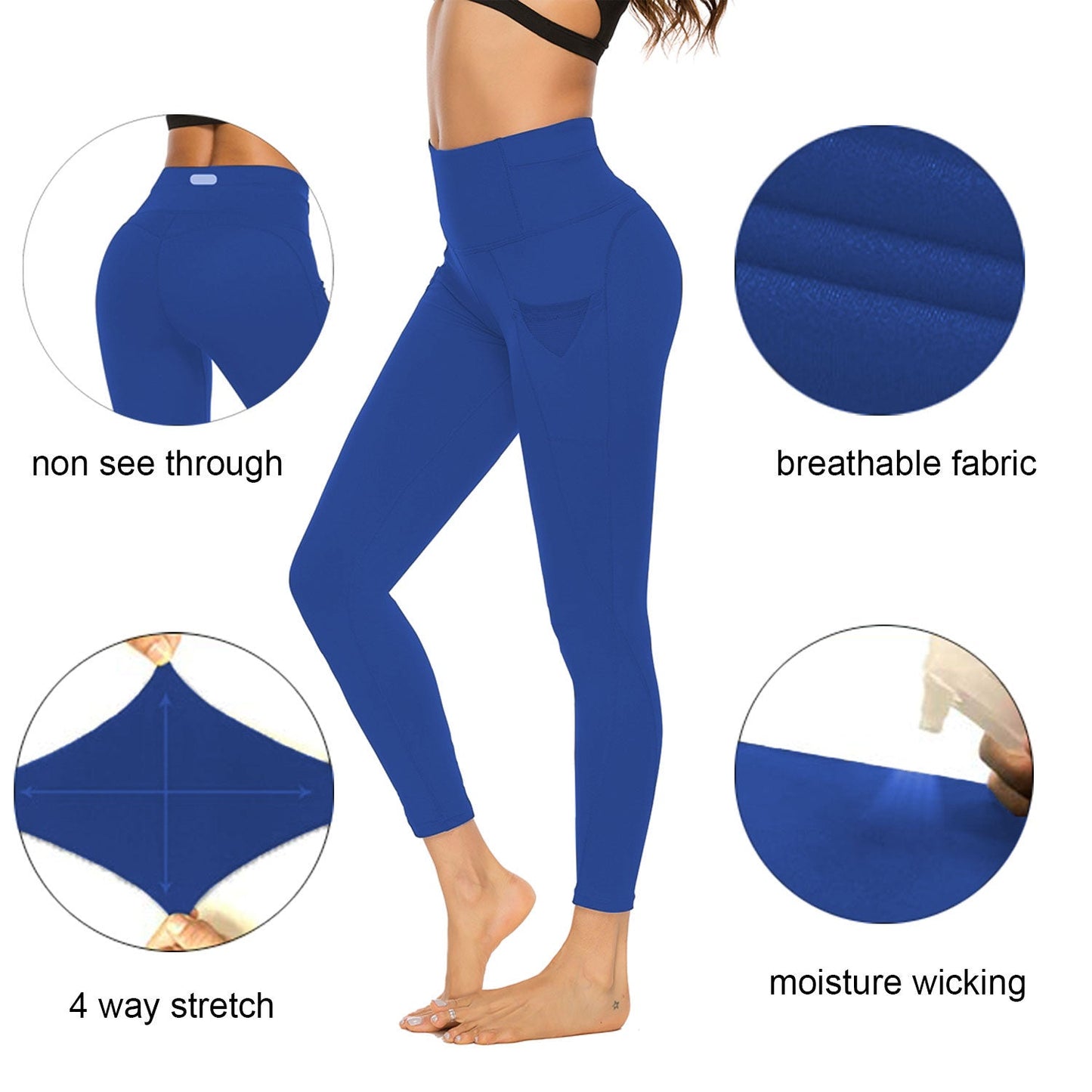 Women High Waist Leggings Running Yoga Pants with Reflective Strip LANBAOSI