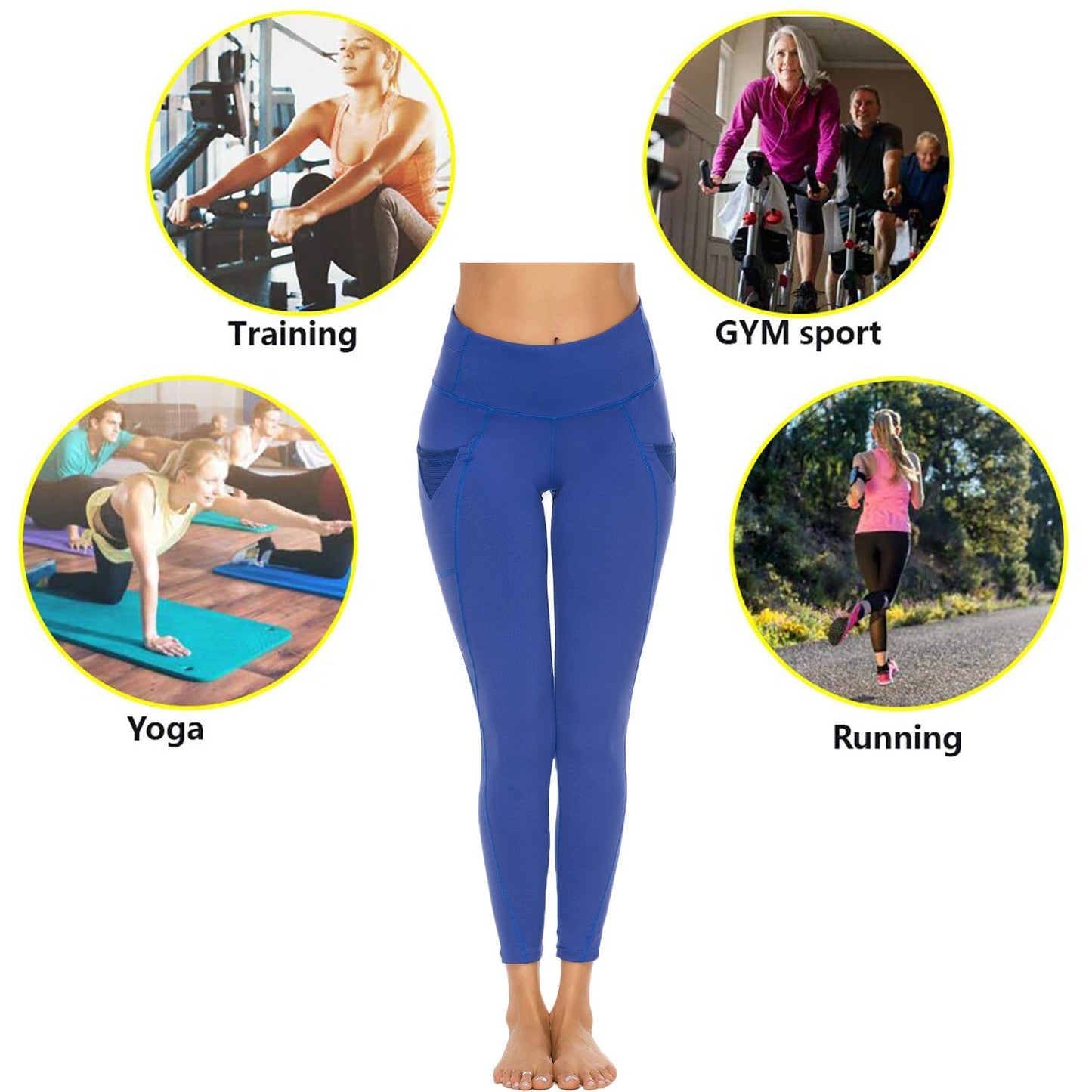 Women High Waist Leggings Running Yoga Pants with Reflective Strip LANBAOSI
