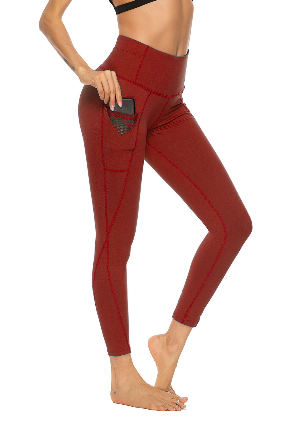 Women High Waist Leggings Running Yoga Pants with Reflective Strip LANBAOSI