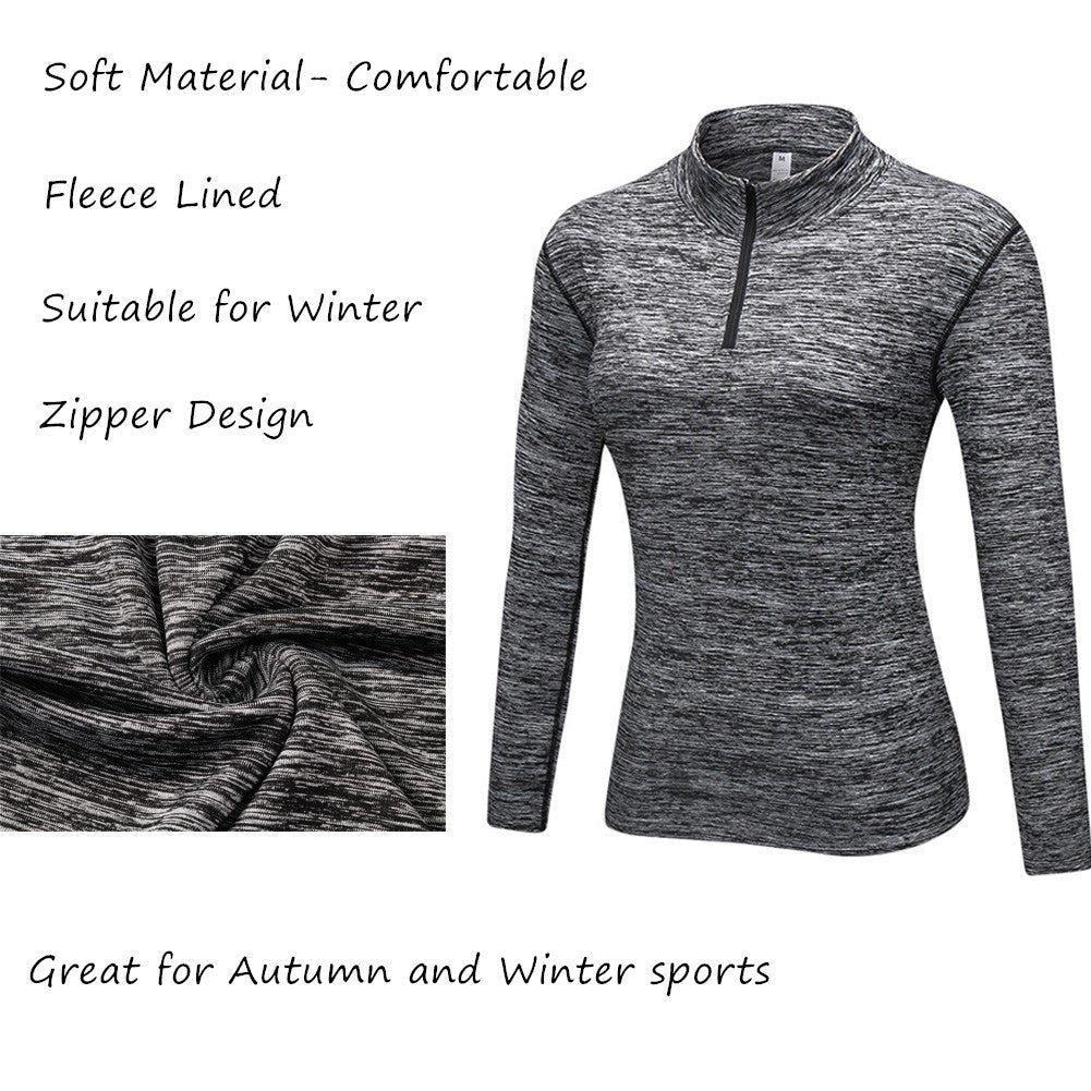 Women Quarter Zip Running Jacket Long Sleeve Yoga Shirt Pullover LANBAOSI