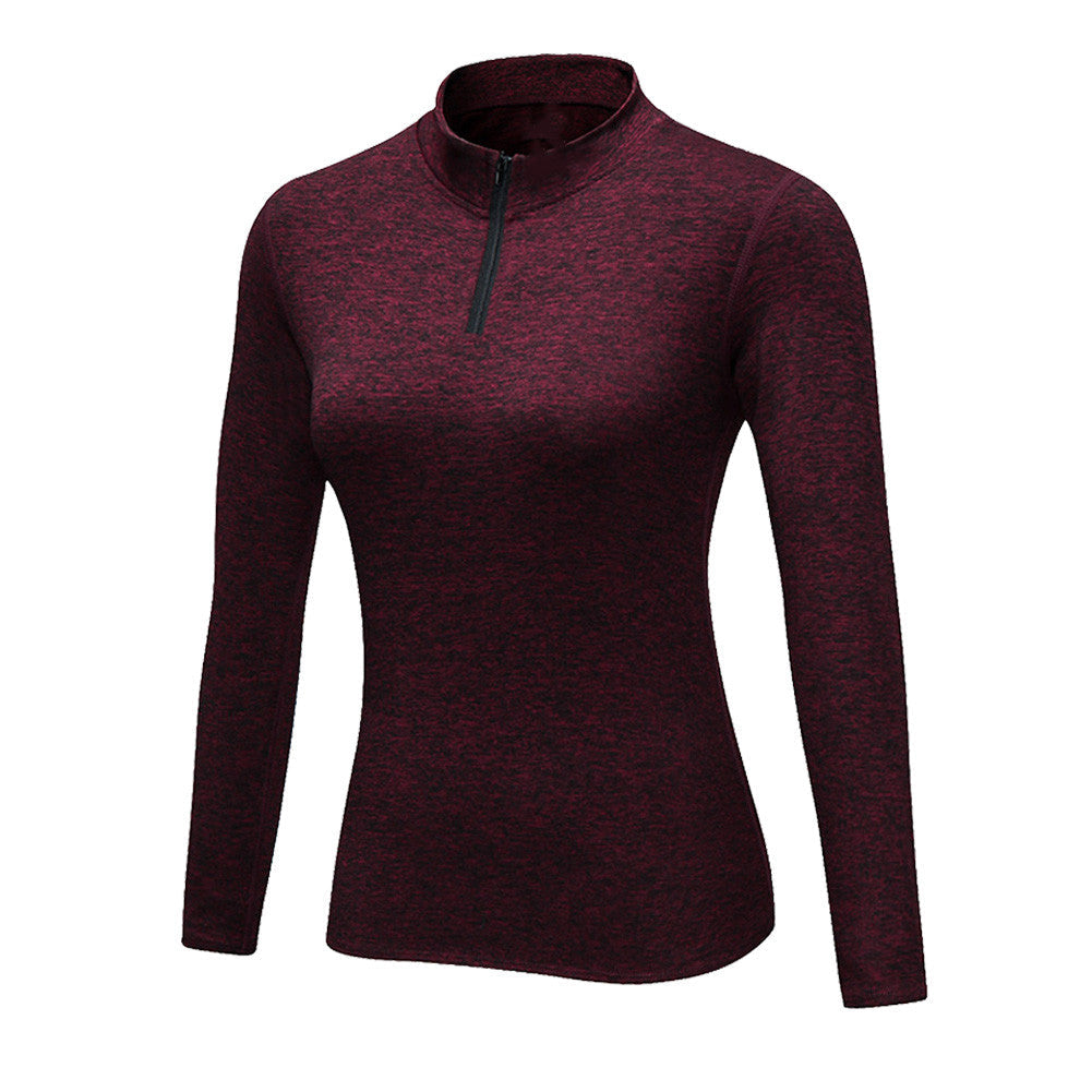 Women Quarter Zip Running Jacket Long Sleeve Yoga Shirt Pullover LANBAOSI