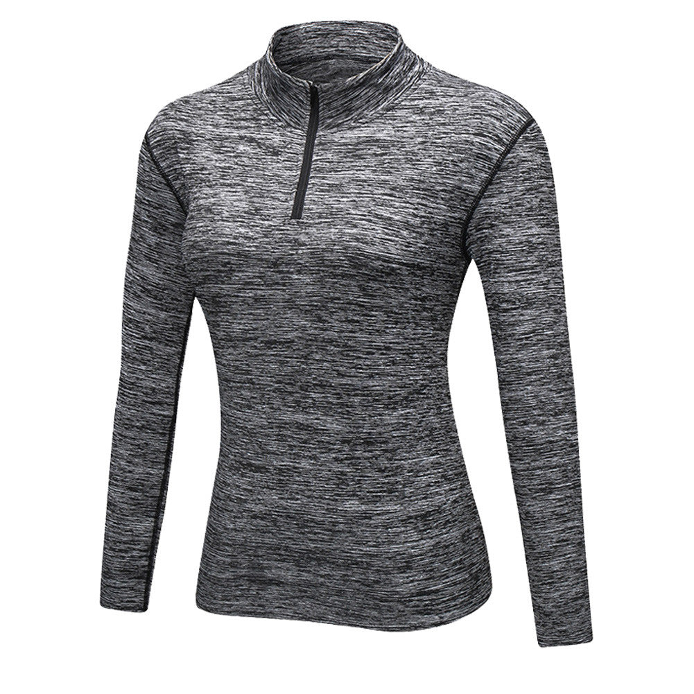Women Quarter Zip Running Jacket Long Sleeve Yoga Shirt Pullover LANBAOSI