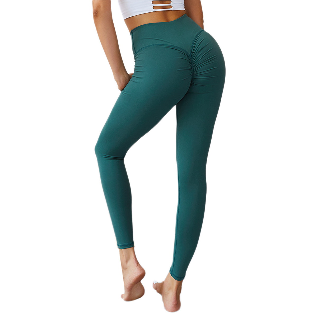 Women Ruched Butt Lifting Leggings High Waist Tummy Control Yoga Pants LANBAOSI