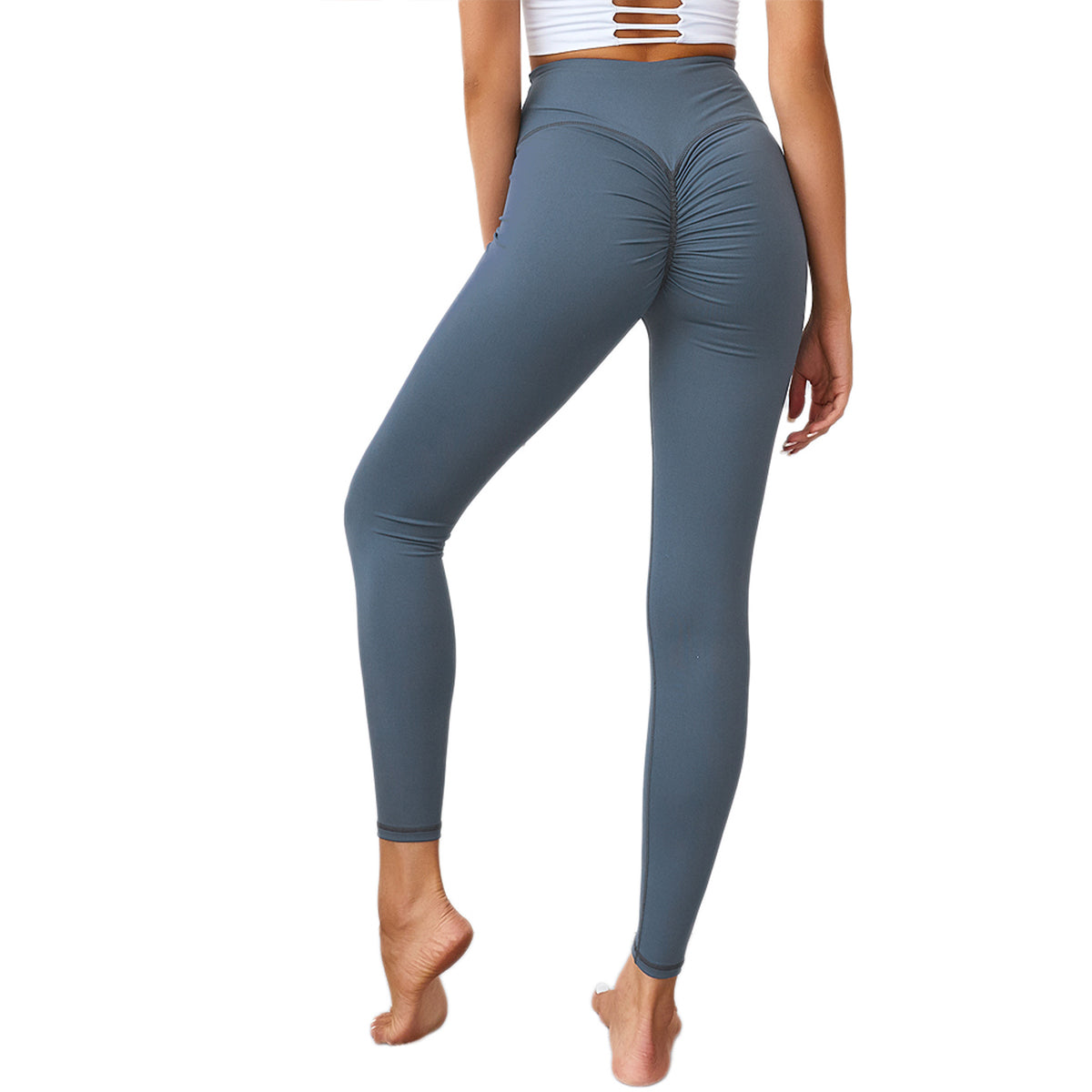 Women Ruched Butt Lifting Leggings High Waist Tummy Control Yoga Pants LANBAOSI