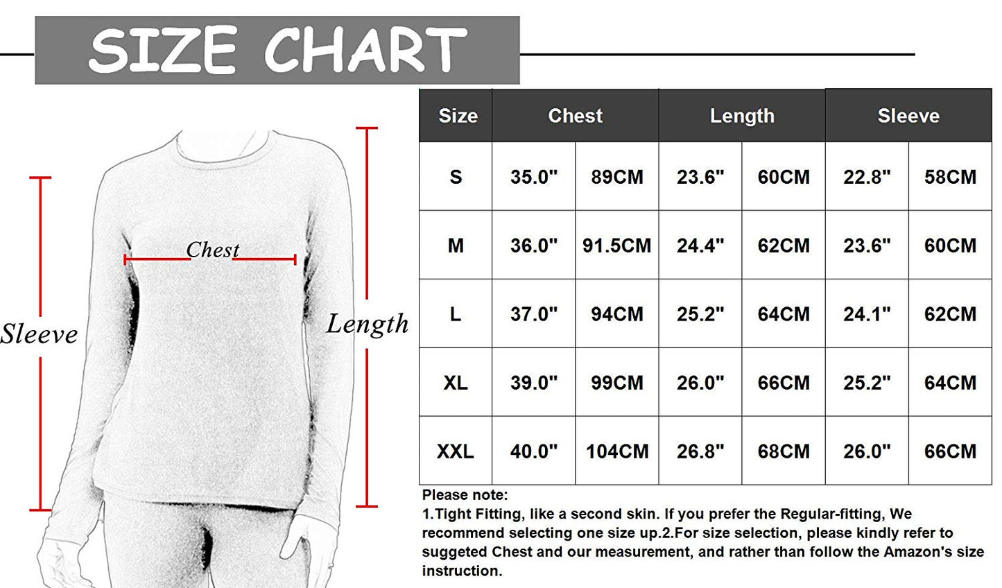 Women Stretch Thermal Underwear Top Long Sleeve Soft Long Johns Shirts LANBAOSI