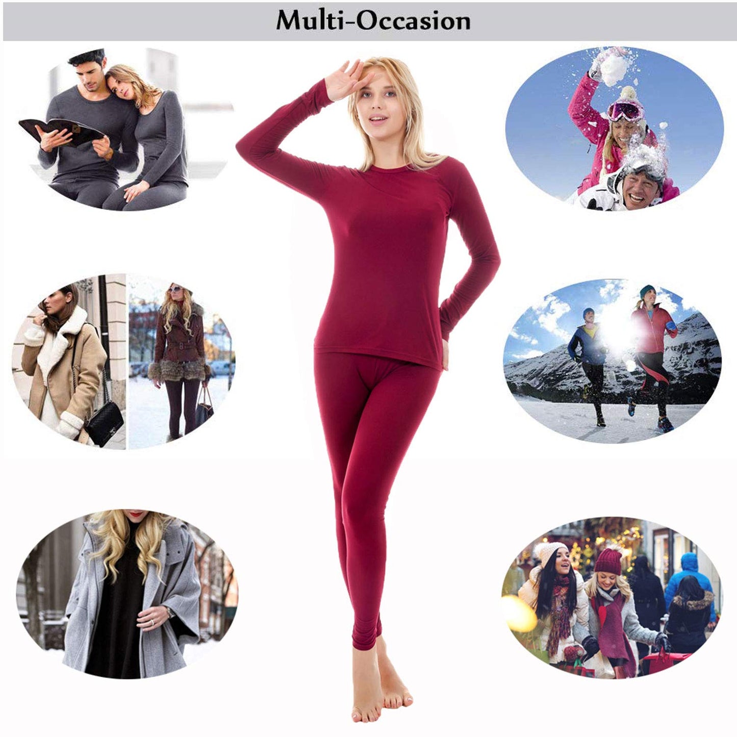 Women Stretch Thermal Underwear Top Long Sleeve Soft Long Johns Shirts LANBAOSI