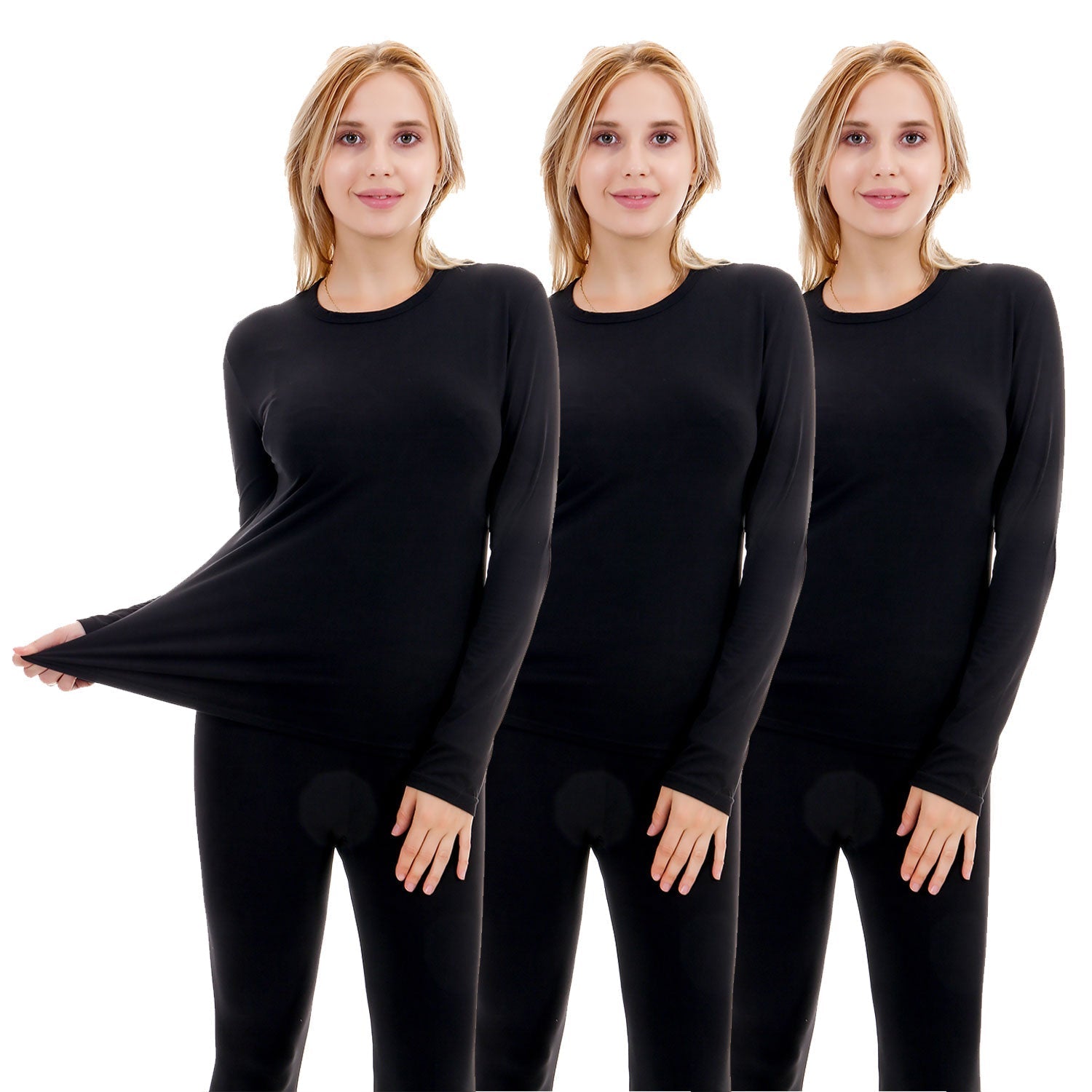 Thermal Underwear Set For Women Long Sleeve Top Long Johns