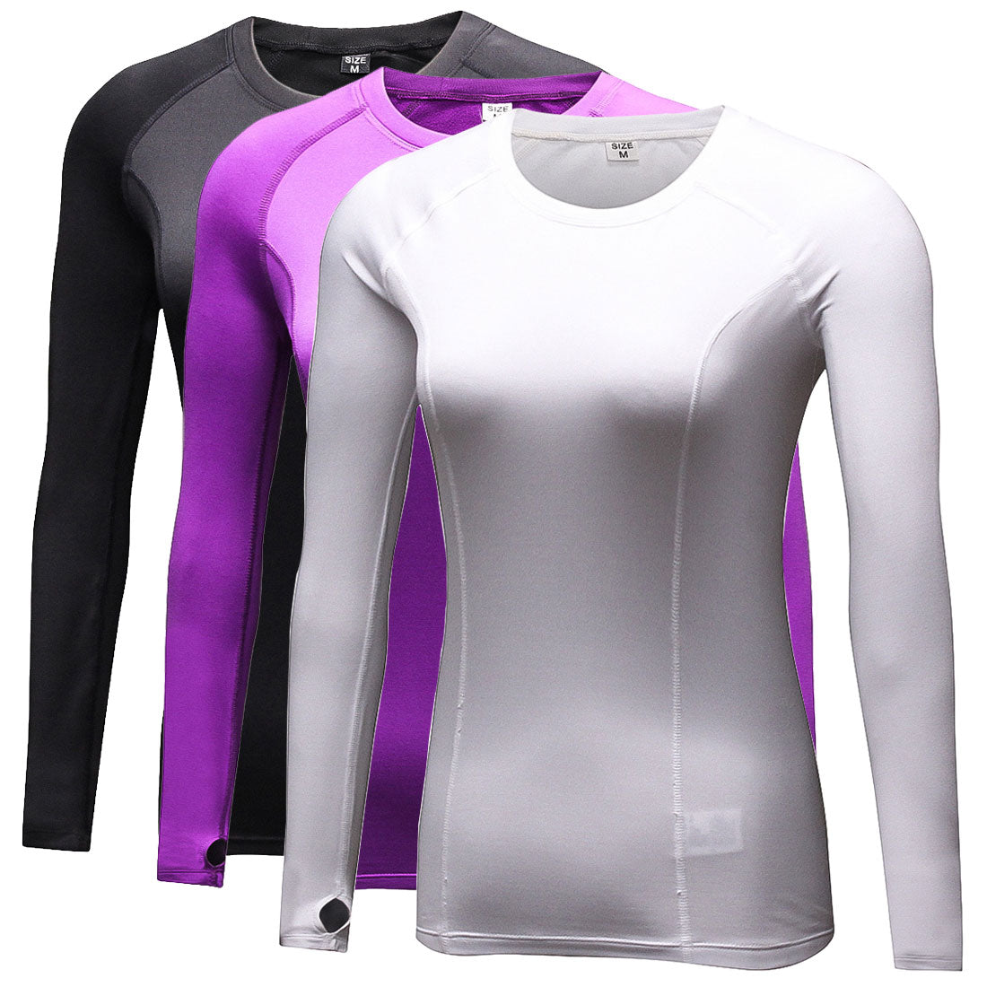 Women Thermal Winter Compression Baselayer Long Shirts with Thumb Hole LANBAOSI