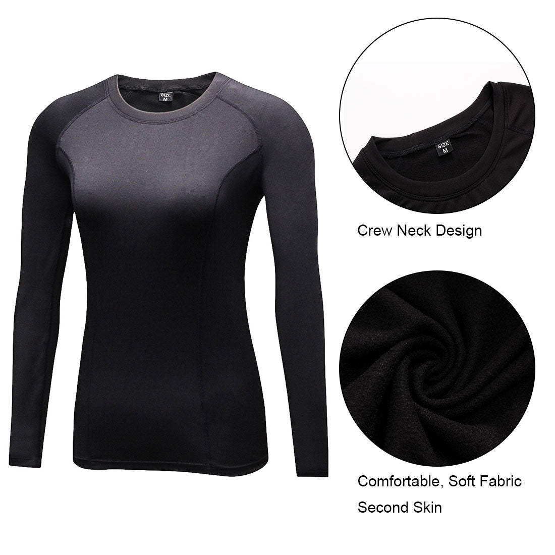 Women Thermal Winter Compression Baselayer Long Shirts with Thumb Hole LANBAOSI