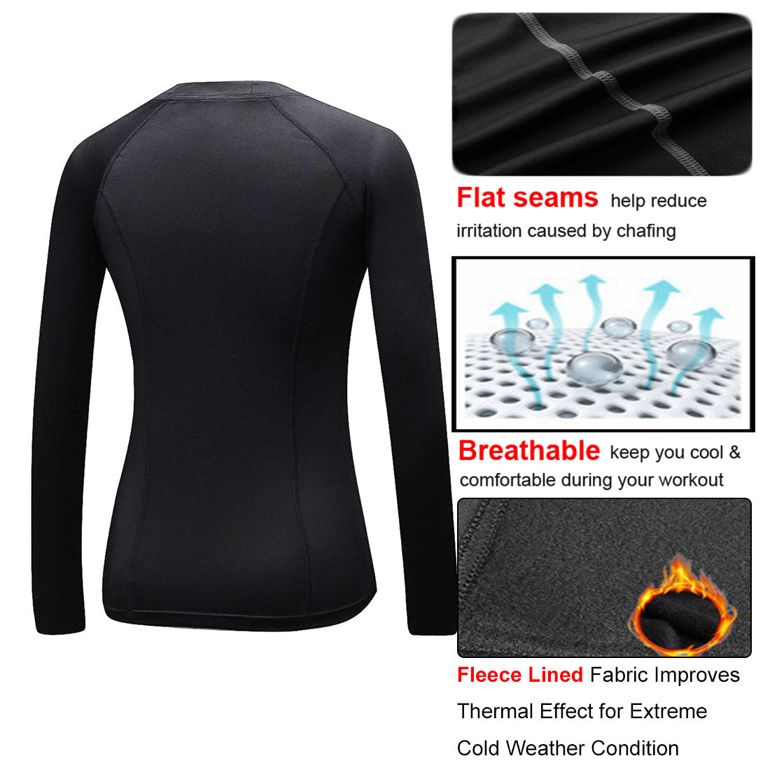 Women Thermal Winter Compression Baselayer Long Shirts with Thumb Hole LANBAOSI